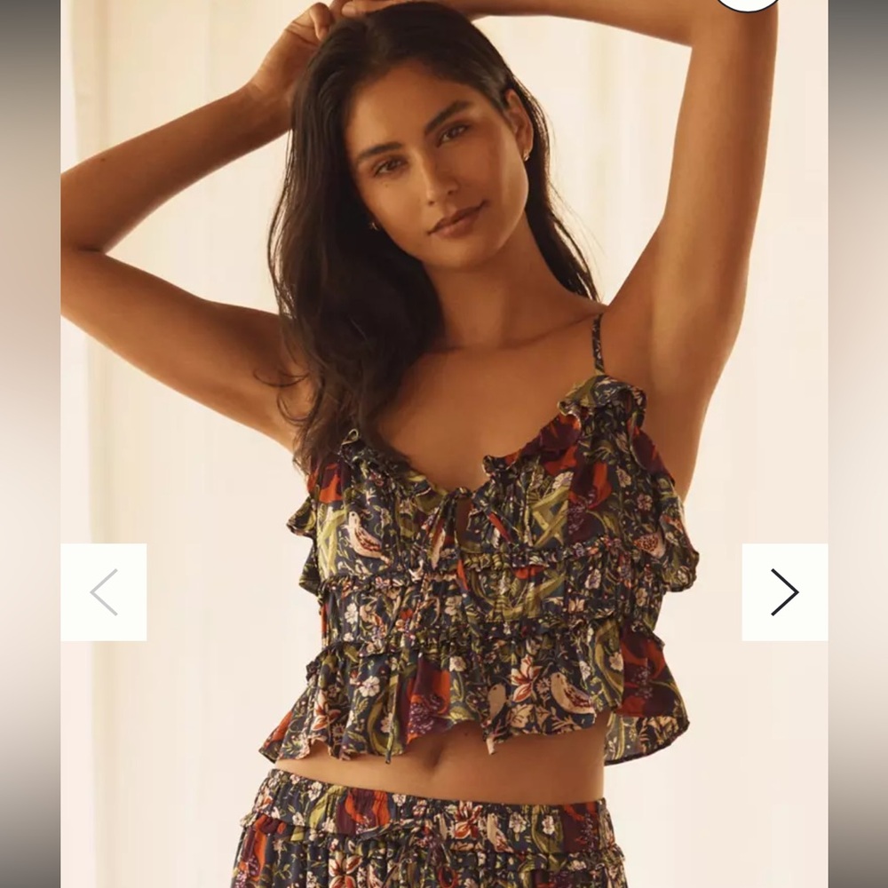 NWT ANTHROPOLOGIE Lyrebird ruffled crop top